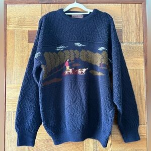 Peter Gribby | Vintage Navy 90’s Wool Blend Countryside Crew Neck Sweater